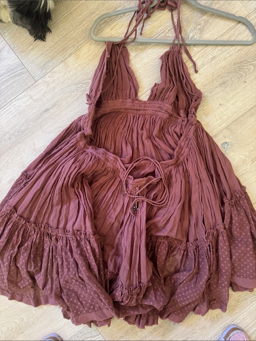 Free People Low Back Dusty Mauve Semi-sheer Dress